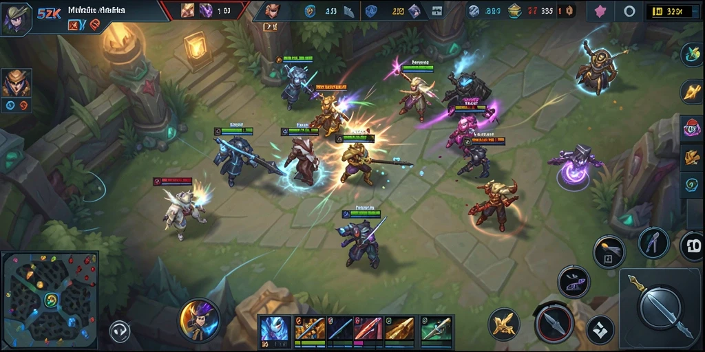 Screenshot game menunjukkan aksi seru dalam pertarungan MOBA.