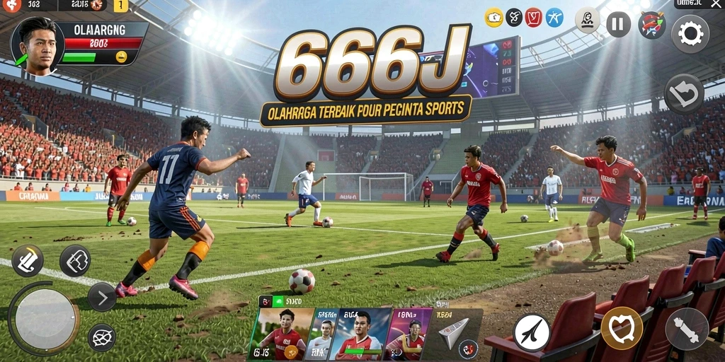 Screenshot utama 666J menampilkan aksi seru dalam olahraga.
