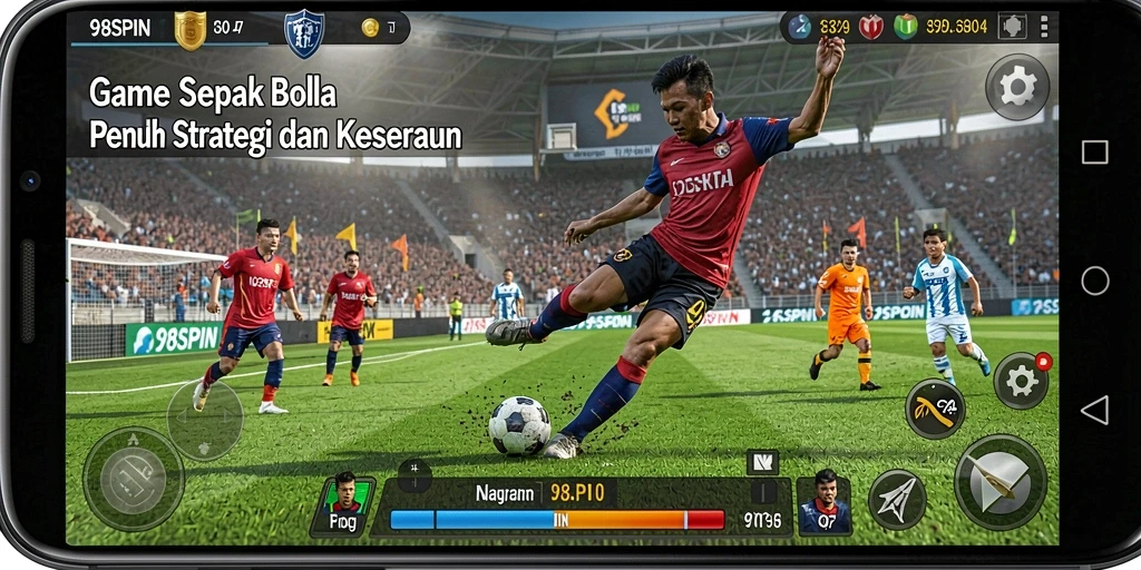 Tampilan gameplay <strong>98SPIN</strong> yang mendebarkan di lapangan sepak bola.