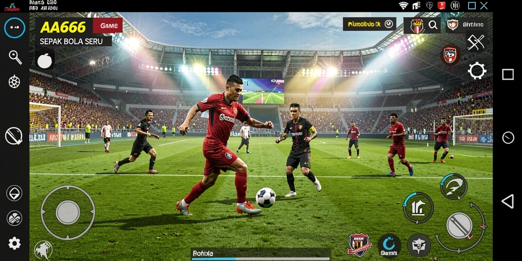 Screenshot gameplay AA666 dengan aksi sepak bola yang nyata dan seru.