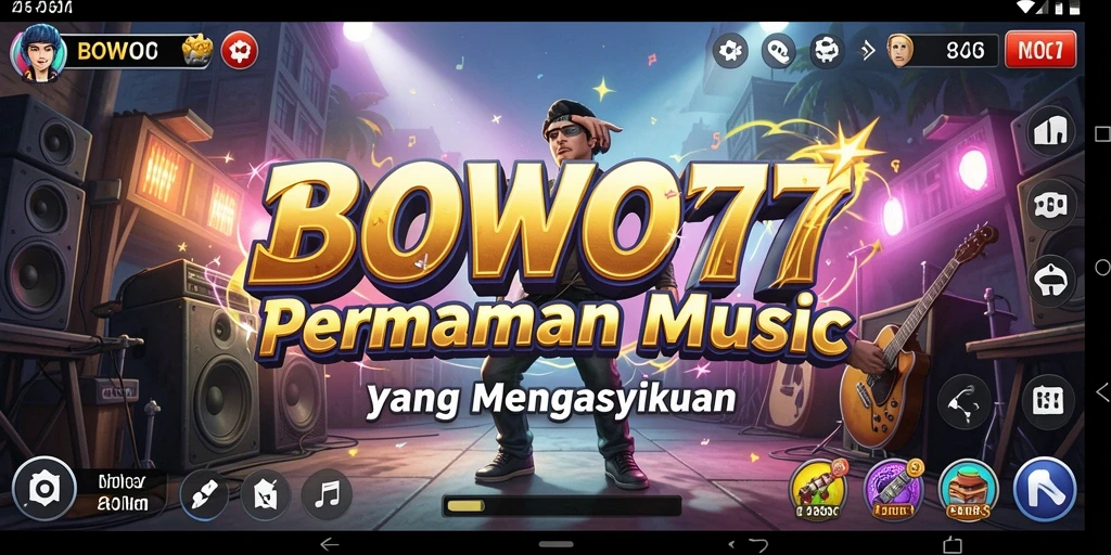 Screenshot gameplay <strong>BOWO77</strong> menampilkan pengguna yang sedang menikmati musik.