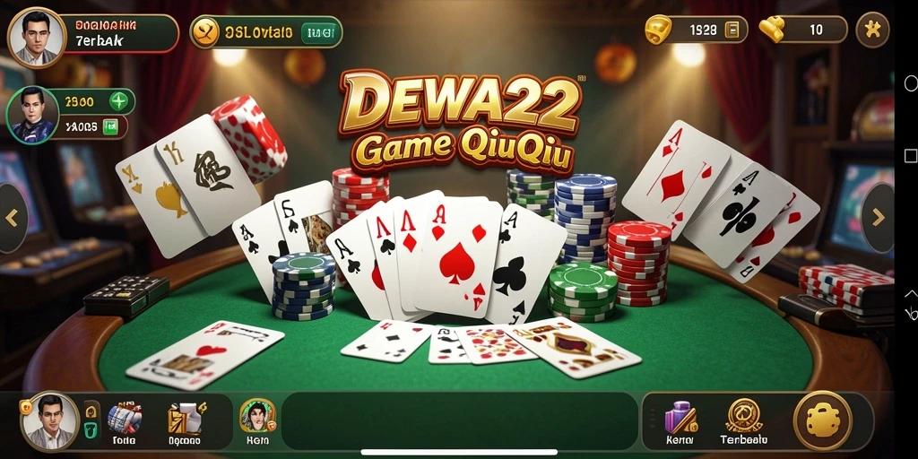 Screenshot DEWA22 menampilkan suasana permainan QiuQiu yang mendebarkan.