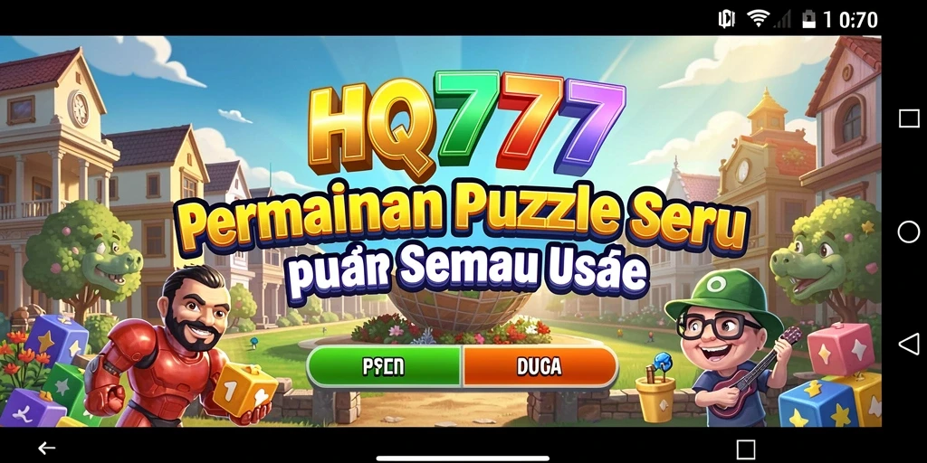 Screenshot HQ777 menampilkan gameplay seru dalam menyelesaikan teka-teki.
